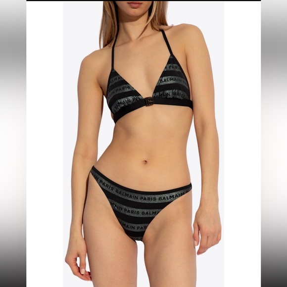 BALMAIN***Black w/ Gold Buckle Bikini Set***Small $485 NWT - Picture 2 of 7